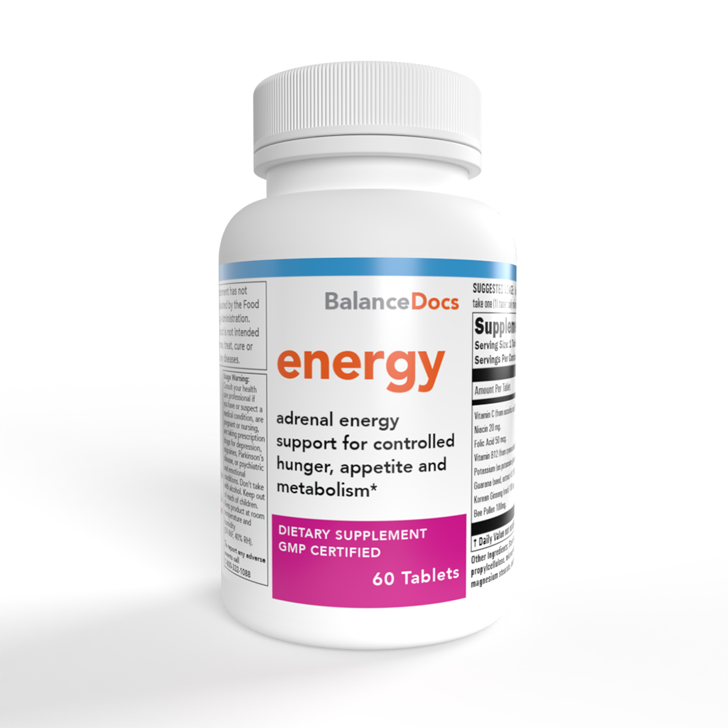 BalaceDocs - Energy dietary supplement white bottle