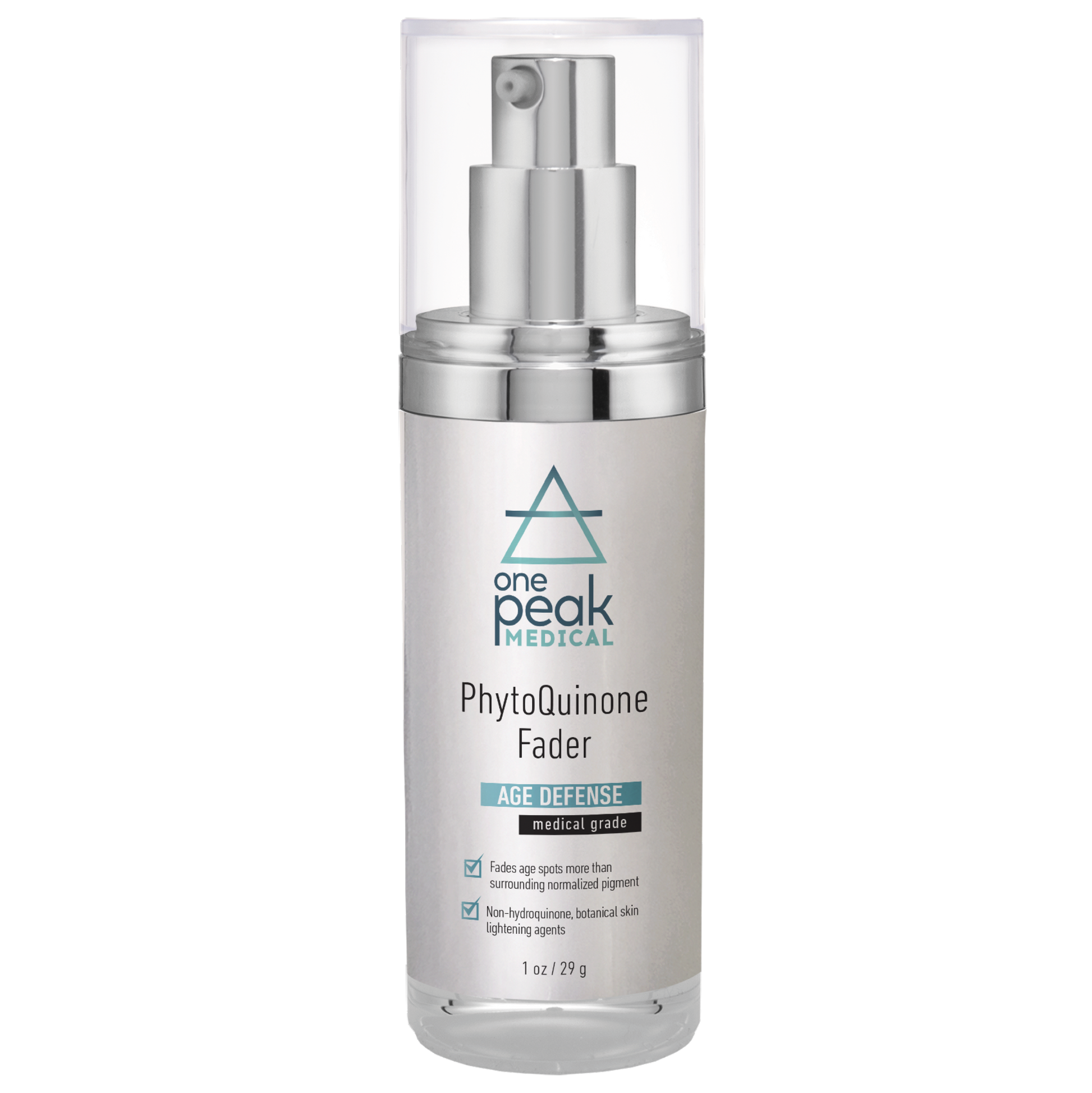 OnePeak Medical - Phytoquinone fader skincare in tall grey bottle